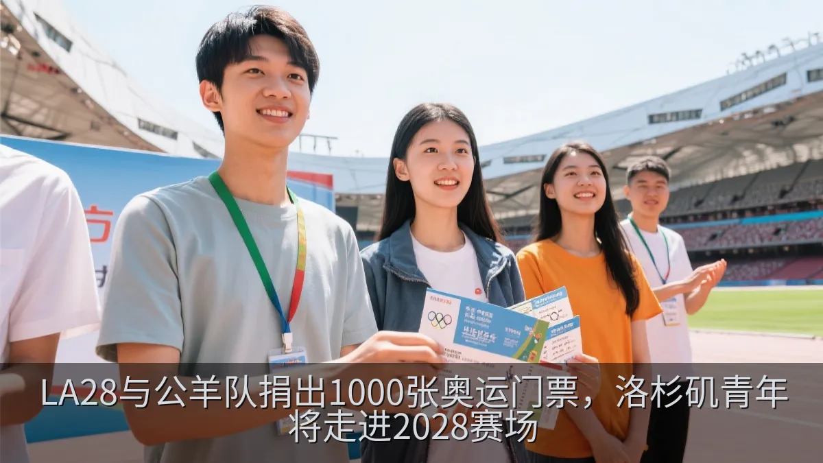 青年代表在体育场内参加奥运门票捐赠活动